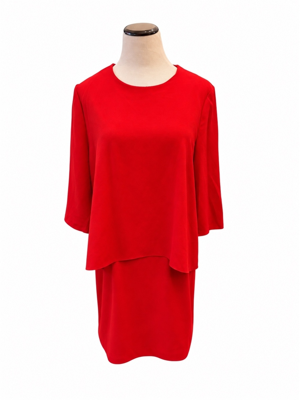 Ted Baker Layered Dress Red Sz 5 With Cape Overlay